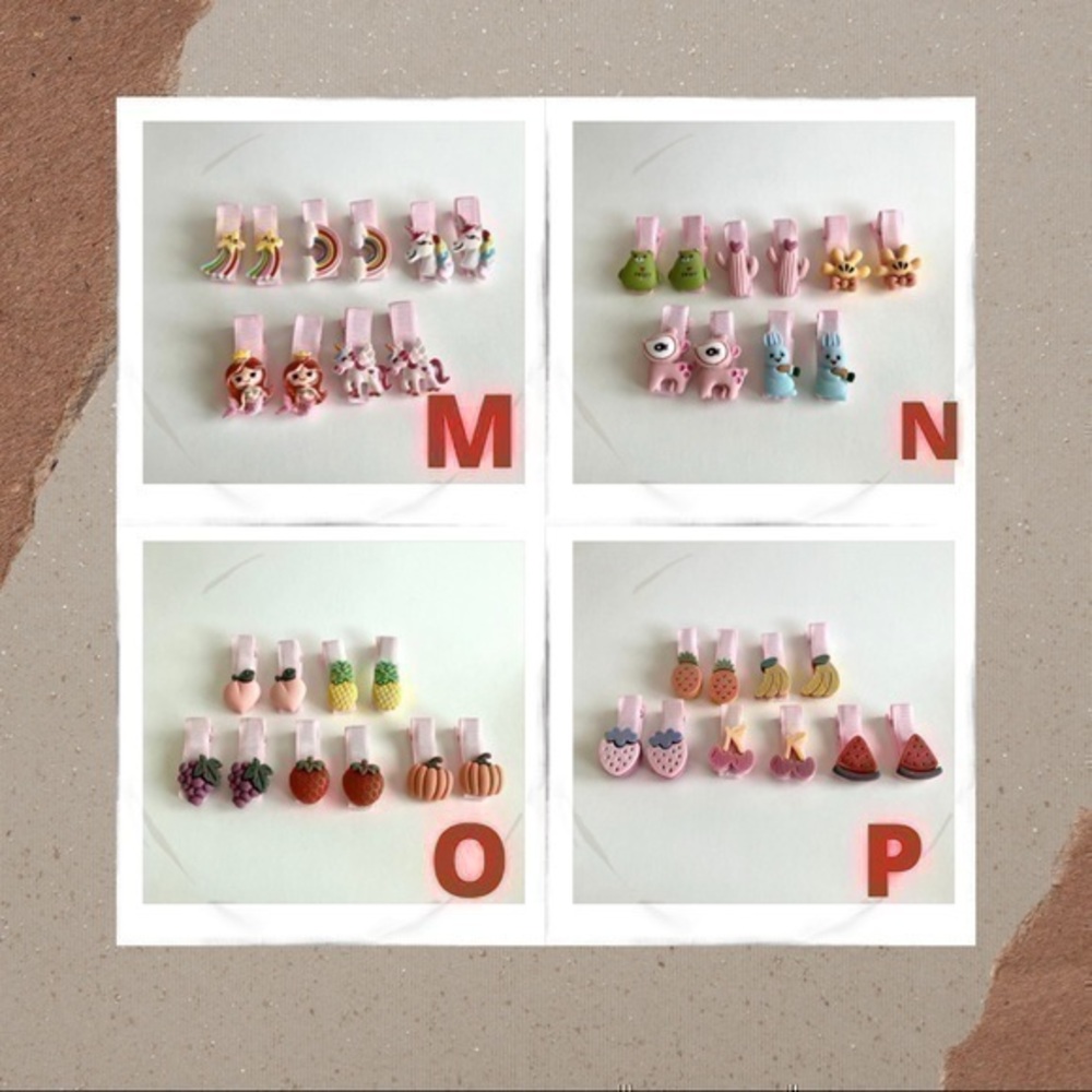 Baby Hair Clips | Set of 10 | Fruits and Flowers